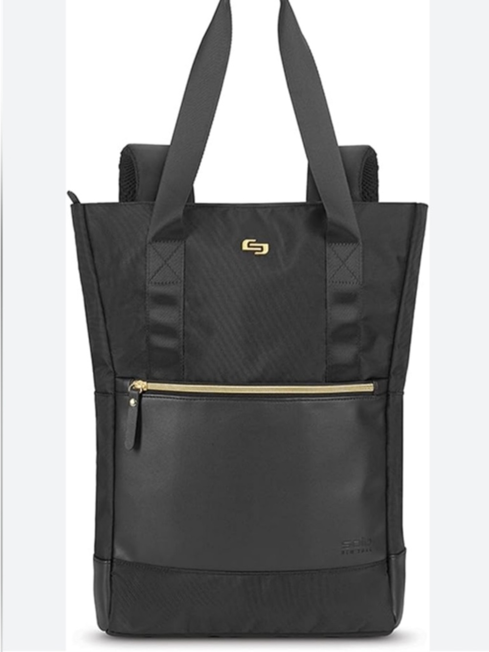 Everyday Black Tote with Gold Zip Accent